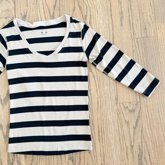 Three Dots Women’s Long Sleeve V-neck Striped 3/4 Sleeve Cotton Shirt Size Small - Picture 6 of 14